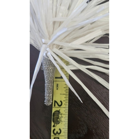 Women's Brooch Aster Flower Voluminous Design Made of White Ribbons with Shimmer - Picture 7 of 10